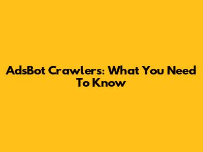 AdsBot Crawlers: What You Need To Know