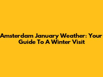Amsterdam January Weather: Your Guide To A Winter Visit