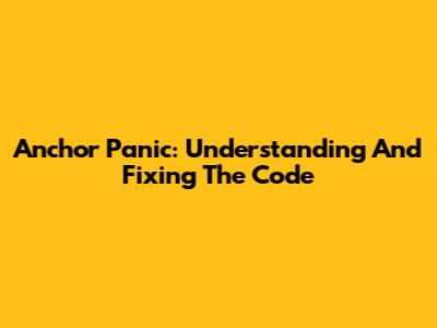 Anchor Panic: Understanding And Fixing The Code