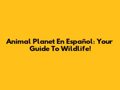 Animal Planet En Español: Your Guide To Wildlife!