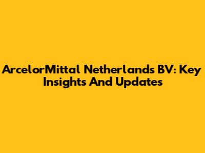 ArcelorMittal Netherlands BV: Key Insights And Updates