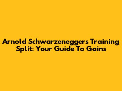 Arnold Schwarzenegger's Training Split: Your Guide To Gains