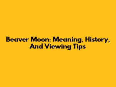 Beaver Moon: Meaning, History, And Viewing Tips