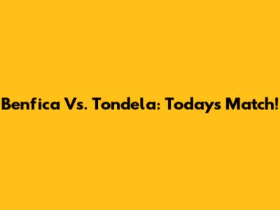 Benfica Vs. Tondela: Today's Match!