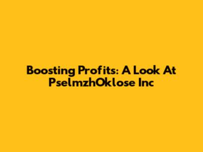 Boosting Profits: A Look At PselmzhOklose Inc