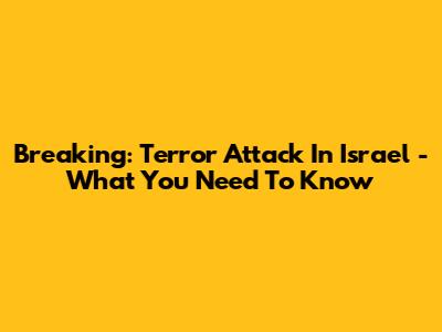 Breaking: Terror Attack In Israel - What You Need To Know
