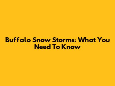 Buffalo Snow Storms: What You Need To Know