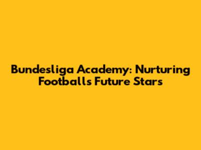 Bundesliga Academy: Nurturing Football's Future Stars
