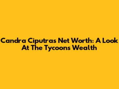 Candra Ciputra's Net Worth: A Look At The Tycoon's Wealth