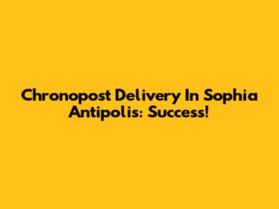 Chronopost Delivery In Sophia Antipolis: Success!