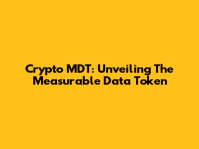 Crypto MDT: Unveiling The Measurable Data Token