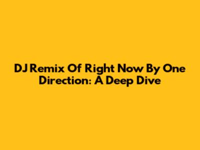 DJ Remix Of 'Right Now' By One Direction: A Deep Dive