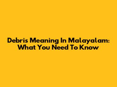 Debris Meaning In Malayalam: What You Need To Know