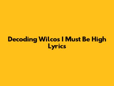 Decoding Wilco's 'I Must Be High' Lyrics