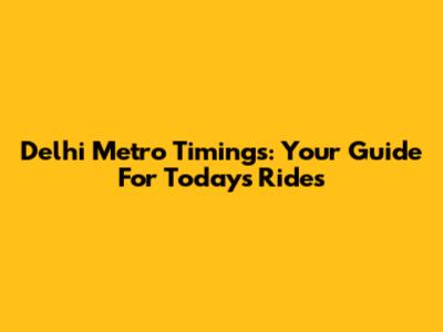 Delhi Metro Timings: Your Guide For Today's Rides
