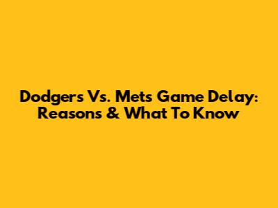 Dodgers Vs. Mets Game Delay: Reasons & What To Know