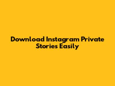 Download Instagram Private Stories Easily