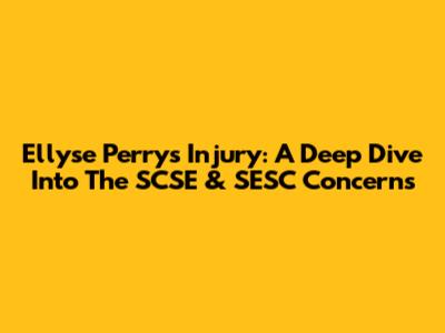 Ellyse Perry's Injury: A Deep Dive Into The SCSE & SESC Concerns