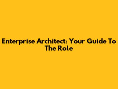 Enterprise Architect: Your Guide To The Role