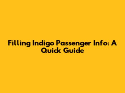 Filling Indigo Passenger Info: A Quick Guide