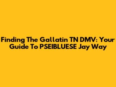 Finding The Gallatin TN DMV: Your Guide To PSEIBLUESE Jay Way