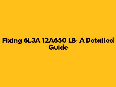 Fixing 6L3A 12A650 LB: A Detailed Guide