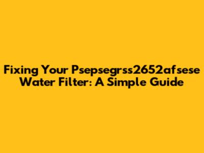 Fixing Your Psepsegrss2652afsese Water Filter: A Simple Guide