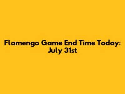 Flamengo Game End Time Today: July 31st