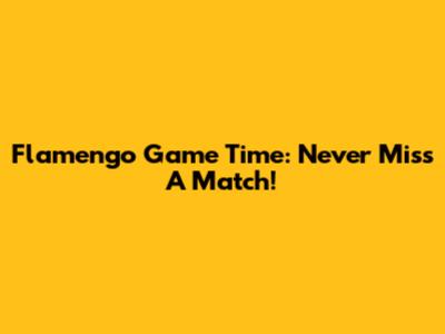 Flamengo Game Time: Never Miss A Match!
