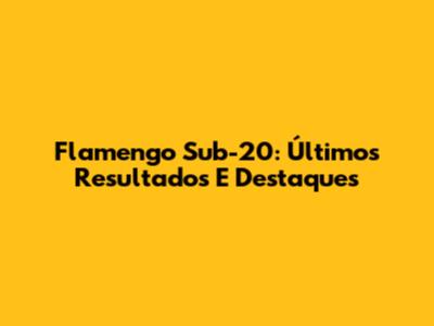 Flamengo Sub-20: Últimos Resultados E Destaques
