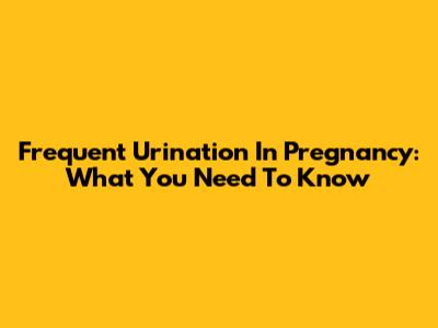 Frequent Urination In Pregnancy: What You Need To Know