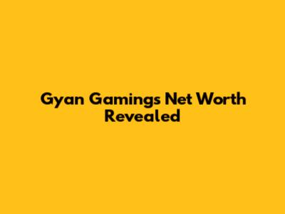 Gyan Gaming's Net Worth Revealed