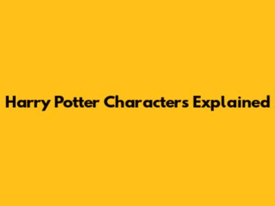 Harry Potter Characters Explained