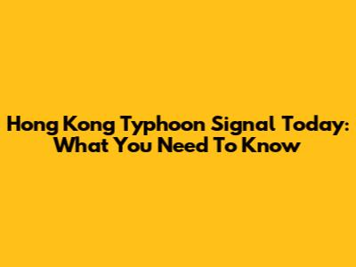 Hong Kong Typhoon Signal Today: What You Need To Know