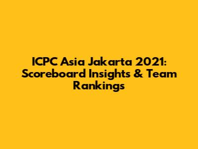 ICPC Asia Jakarta 2021: Scoreboard Insights & Team Rankings