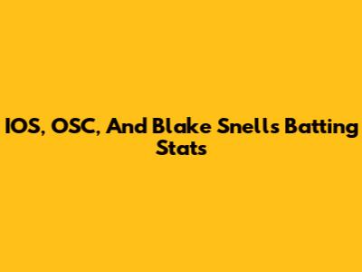 IOS, OSC, And Blake Snell's Batting Stats