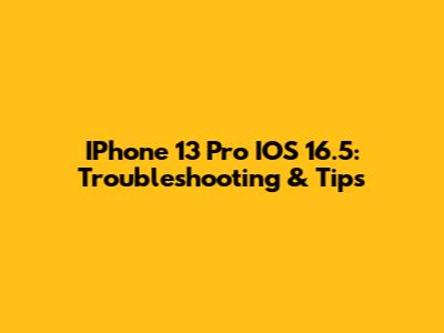 IPhone 13 Pro IOS 16.5: Troubleshooting & Tips