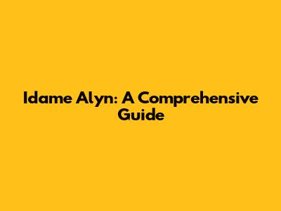 Idame Alyn: A Comprehensive Guide