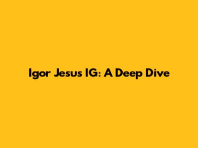 Igor Jesus IG: A Deep Dive