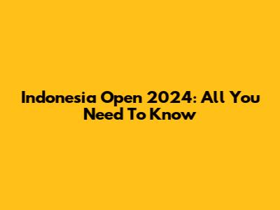 Indonesia Open 2024: All You Need To Know
