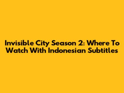 Invisible City Season 2: Where To Watch With Indonesian Subtitles