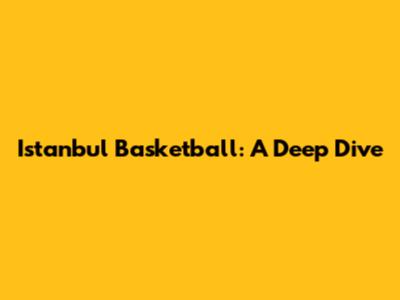 Istanbul Basketball: A Deep Dive