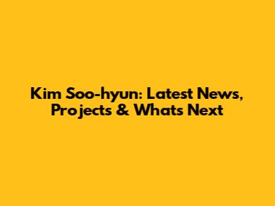 Kim Soo-hyun: Latest News, Projects & What's Next