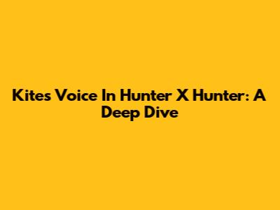 Kite's Voice In Hunter X Hunter: A Deep Dive