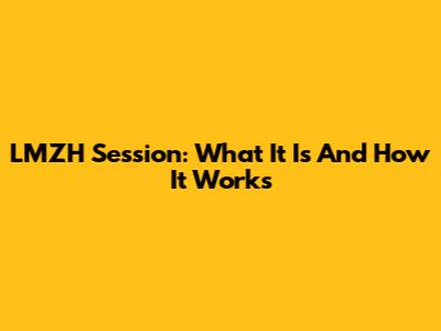 LMZH Session: What It Is And How It Works