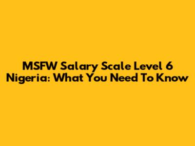 MSFW Salary Scale Level 6 Nigeria: What You Need To Know