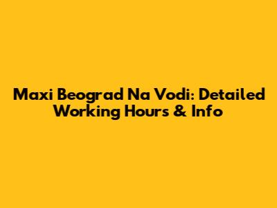 Maxi Beograd Na Vodi: Detailed Working Hours & Info
