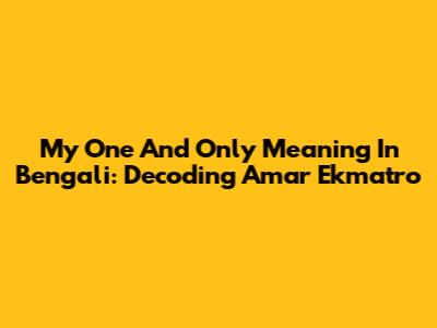 My One And Only Meaning In Bengali: Decoding 'Amar Ekmatro'