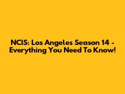 NCIS: Los Angeles Season 14 - Everything You Need To Know!