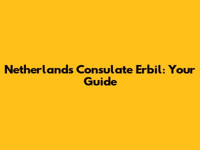 Netherlands Consulate Erbil: Your Guide